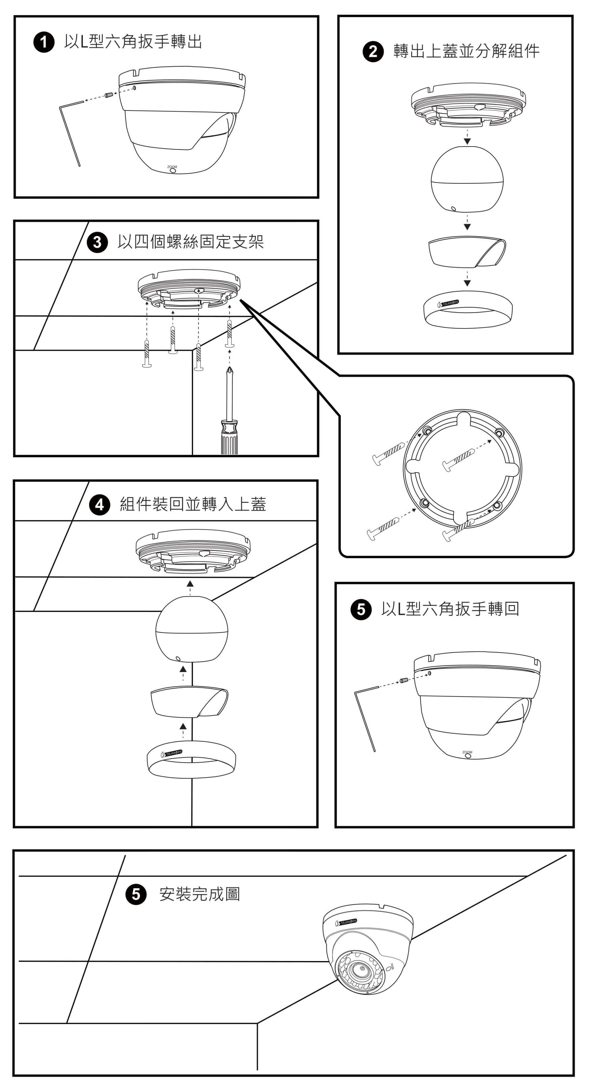 BE-3221S-POE 数位摄影机 安装于轻钢架天花板示意图